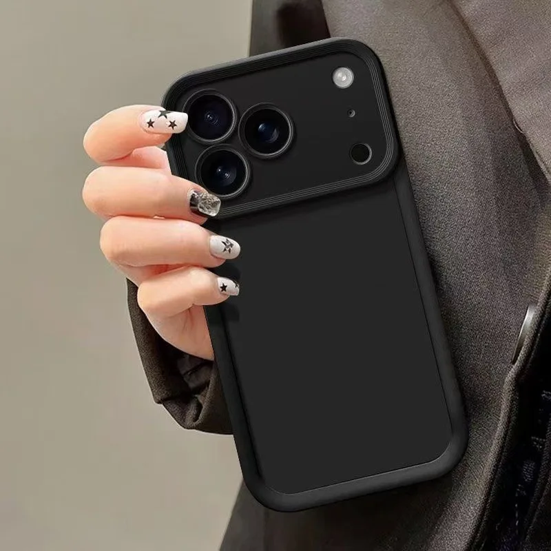 Black Wolf Print Ladder Lens Style Shockproof TPU Mobile Phone