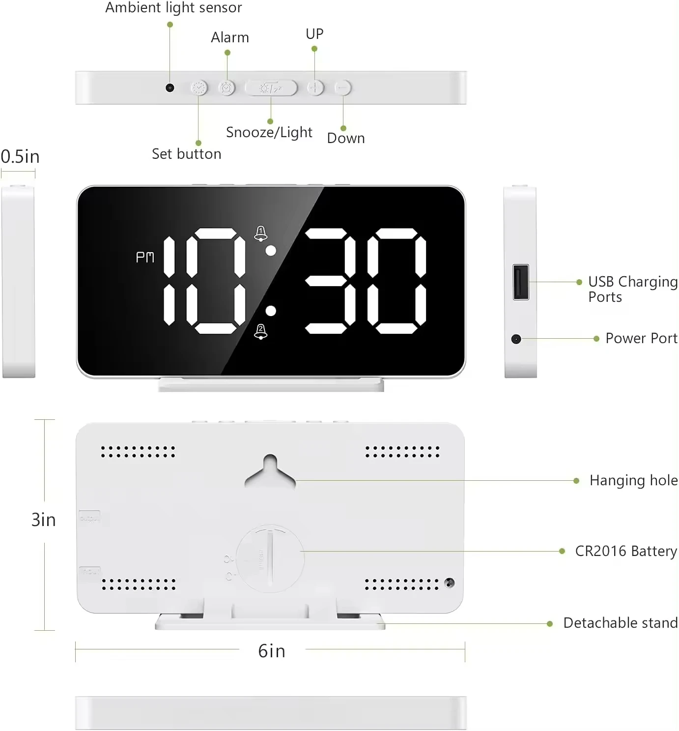 Multi Functional Temperature Mirror Calendar Calendar Desk Clock Digital Table Clock Smart Home Clock