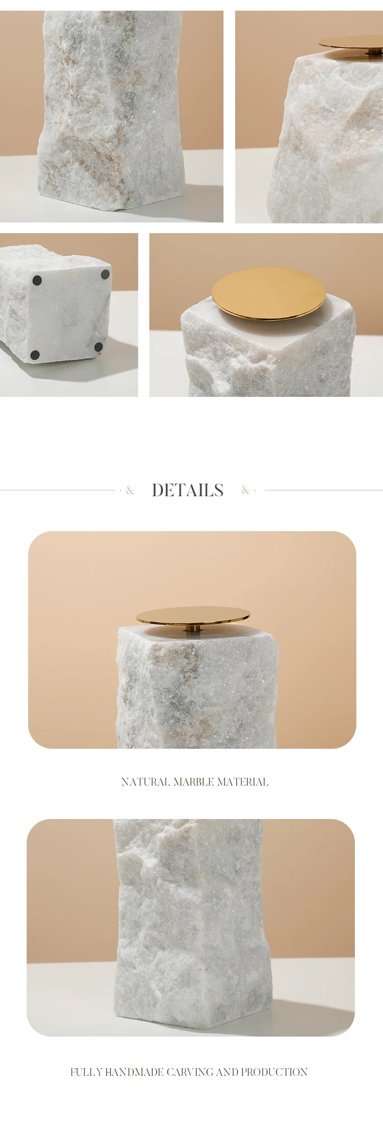 Flolenco Luxury Decorative Marble Candle Stand Interior Tabletop Tea