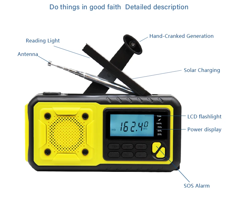 376wb Emergency Hand Crank Solar Am. Fm Alert Weather Noaa Radio With