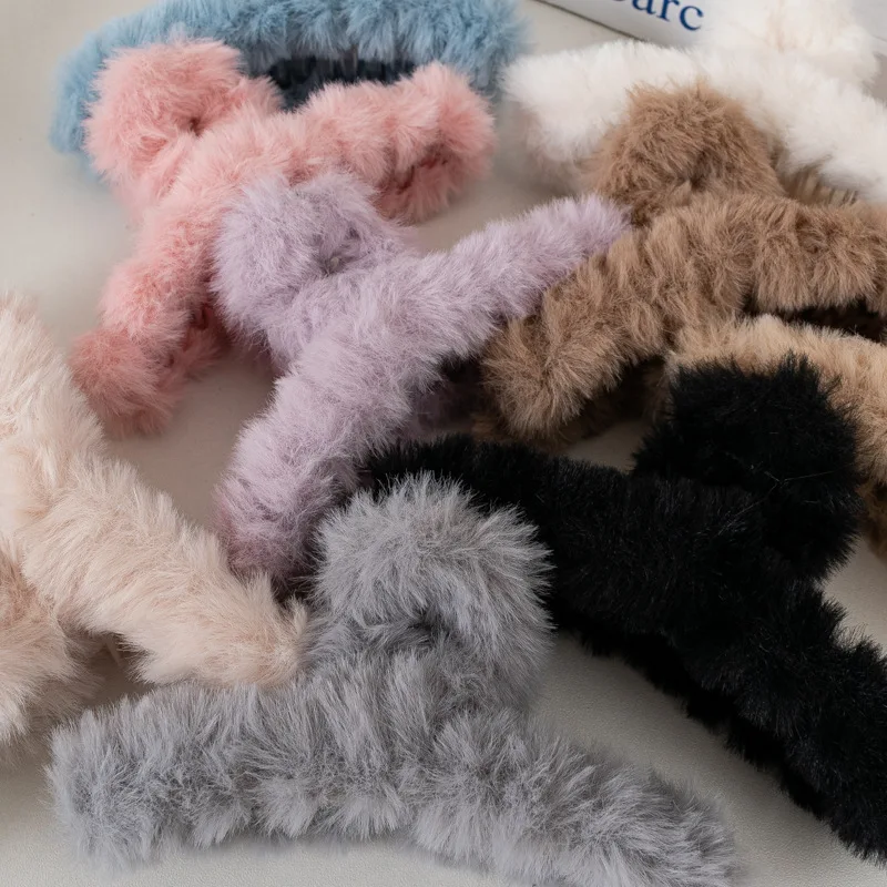 TongLing зимние красочные супер захватывающие Элегантные Заколки Для Волос Аксессуары пушистые плюшевые заколки для волос девочек и женщин длинные
