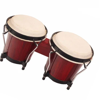 Bongo Drums Lot de 2 tambours de 15,2 cm et 17,8 cm pour adultes,  instruments de percussion latine musicaux traditionnels en bois avec clé  d'accordage