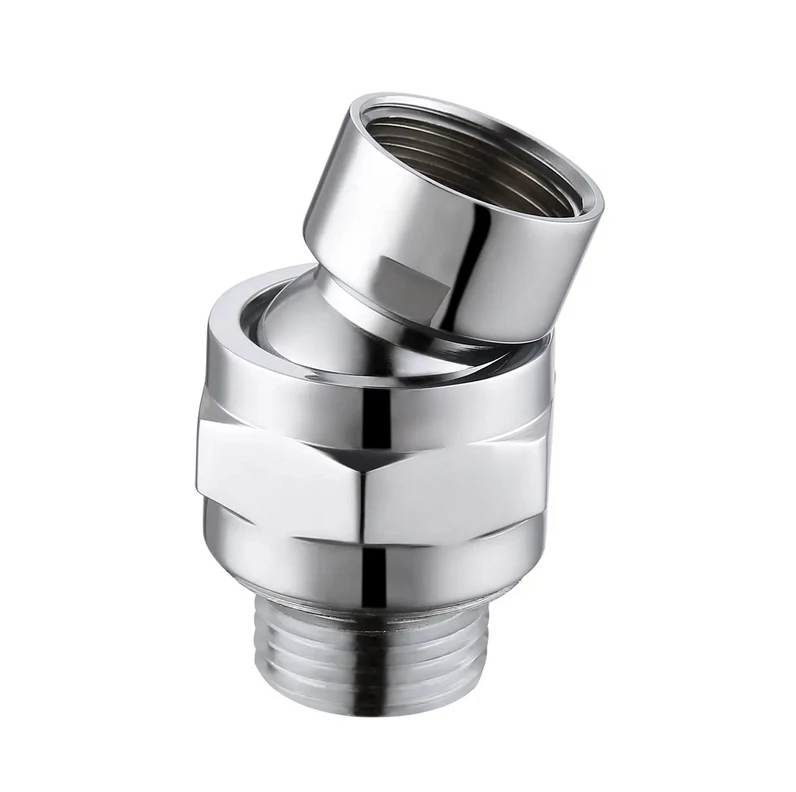 Chrome G-1/2 Threaded Shower Swivel Ball Connector 360 Rotate Brass Swivel  Shower Head Adapter