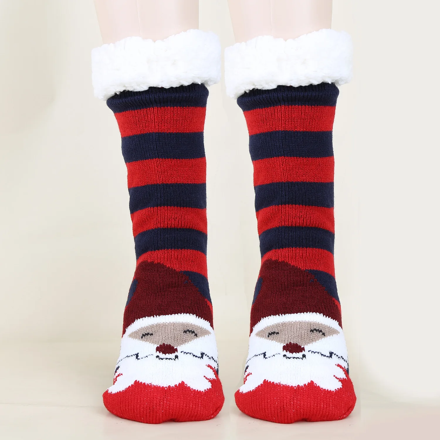 Custom Slipper Socks Santa Fuzzy Fluffy Thick Warm Winter Cozy Socks ...