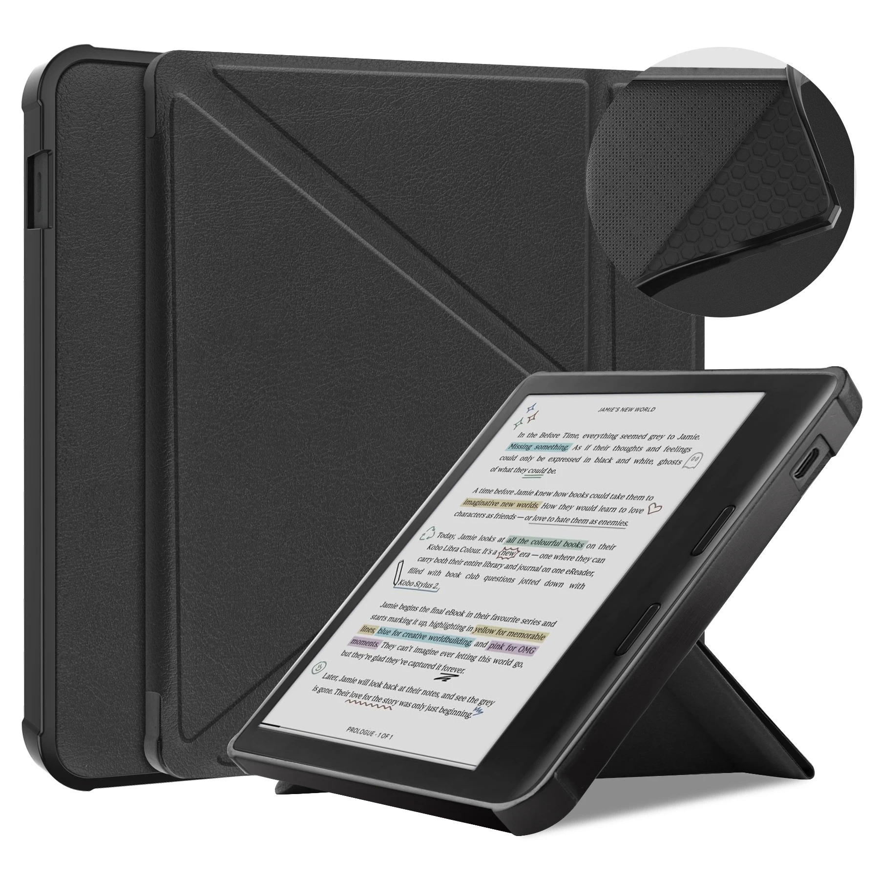 Origami Standing Leather Case Cover for Kobo Libra Colour 2024