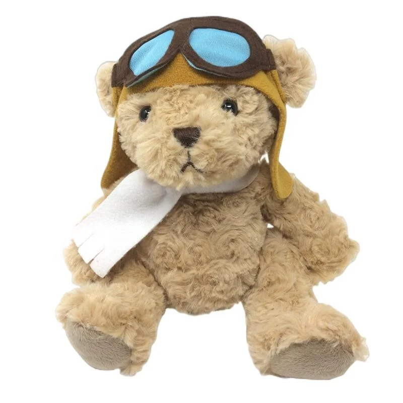 Personalised Pilot Teddy Bear Customize Aviator Bear Toy Stuffed Pilot Teddy Bear With Leather Jacket and Hat