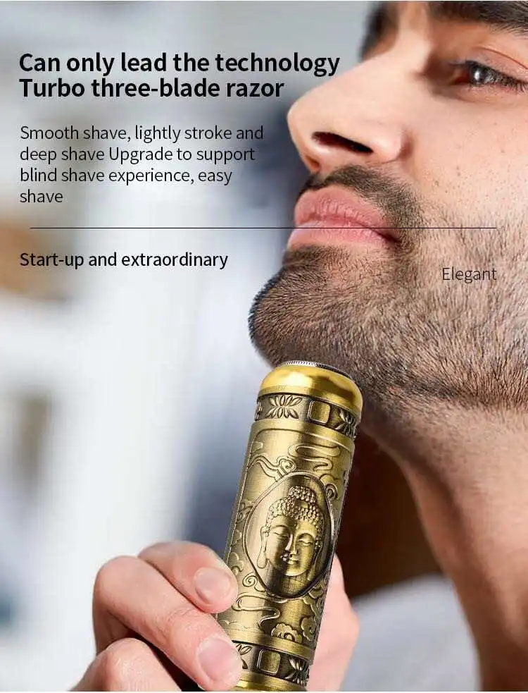 New Electric Men Shaver deep shave sharp blade USB Charging Portable Electric Shaver dragon Buddha trimmer Razor