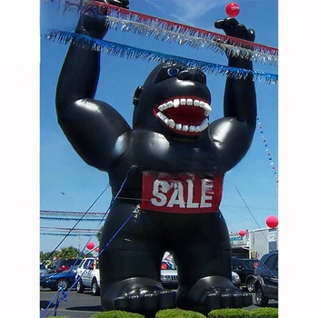 Customized color popular cartoon inflatable gorilla,black lovely inflatable monkey mascot for advertising