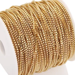 18K Stainless Steel Square Pearl Faceted Chain Spool Handmade DIY Jewelry Findings Components Factory Wholesale for Necklace