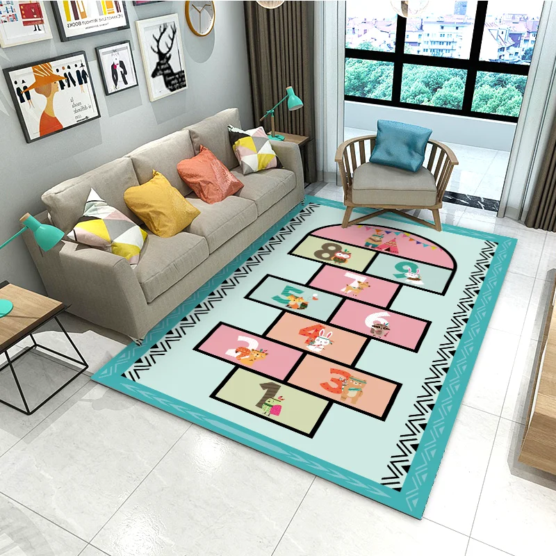 Custom Design Non-slip 3D Printing Pattern Rug Bedside Anti Fatigue Baby Play Children Mat for