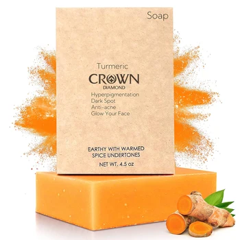 Custom Natural Handmade Beauty Skin Cleansing Best Whitening Antiseptic Exfoliating Acne Dark Spot Remover Turmeric Soap