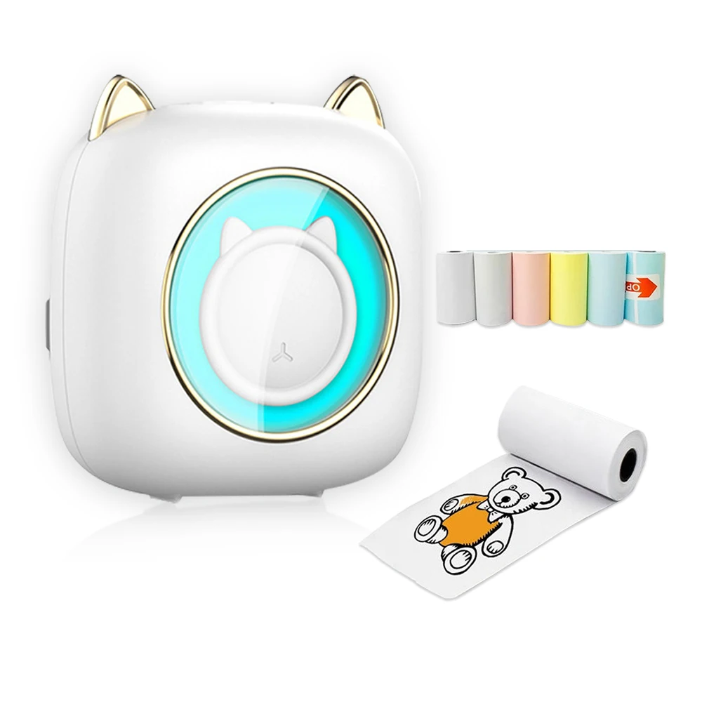 C23 Mini Pocket Thermal Label Printer Smart Portable Photo Printer with RGB Light
