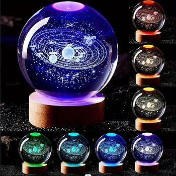 Wholesale Custom 3D Galaxy Crystal Ball Night Light Colorful LED Light Base Color Changing Light for Teenage Boys and Girls