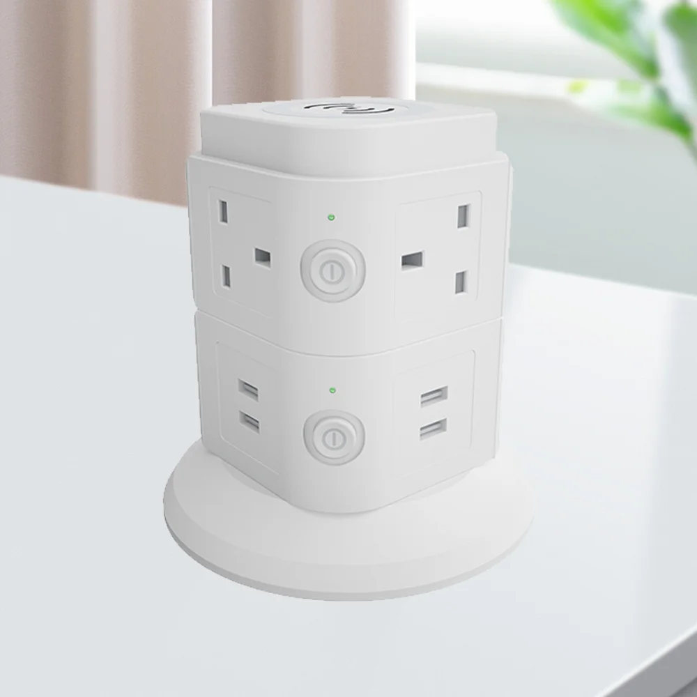 Oswell Power Board Tower British Plug Vertical Towers Extension Lead