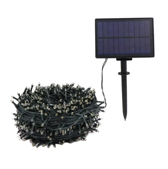 Solar Garden Lights 102m 1000LEDs Solar Green Wires RGB Colorful Fairy Starry String Lights for Christmas Decorations