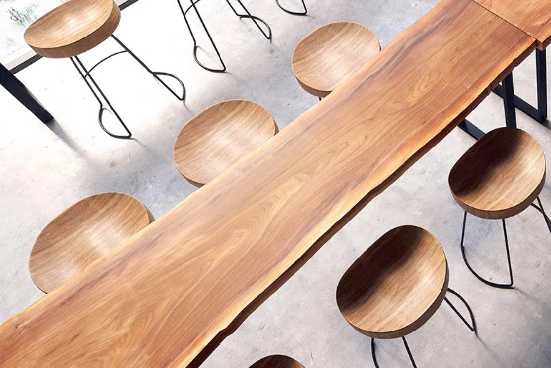 Современная коммерческая мебель, деревянная Верхняя часть с металлическими ножками, длинная кухня, обеденный Ресторан, деревянный высокий барный стол