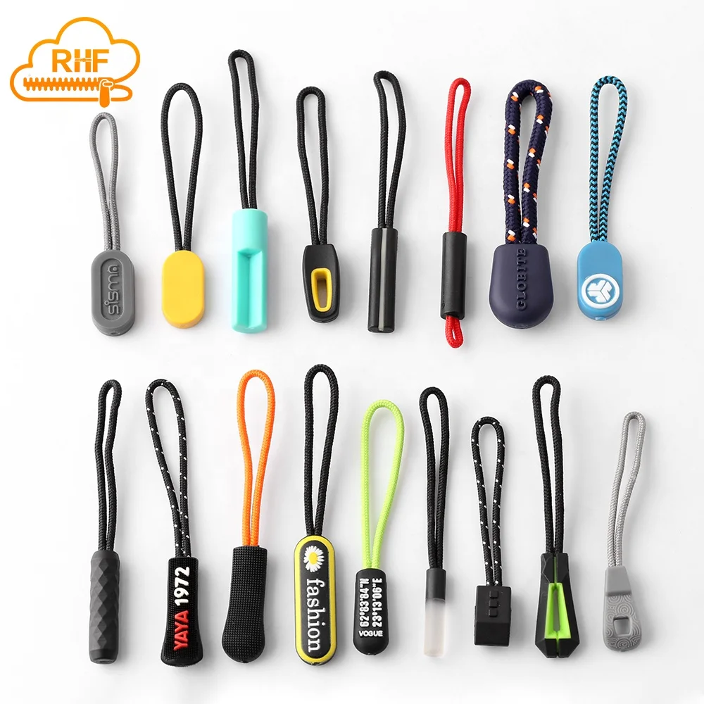 Rapid Custom Colorful Soft Pvc Zipper Pull Clothing Rubber Plastic Silicone Cord Zip Pullers