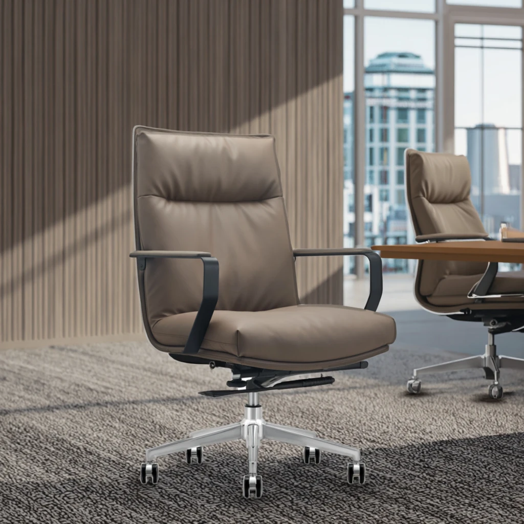 Modern Leather Ergonomic Adjustable Mid Back Executive Office Chair for Working Comfort 5