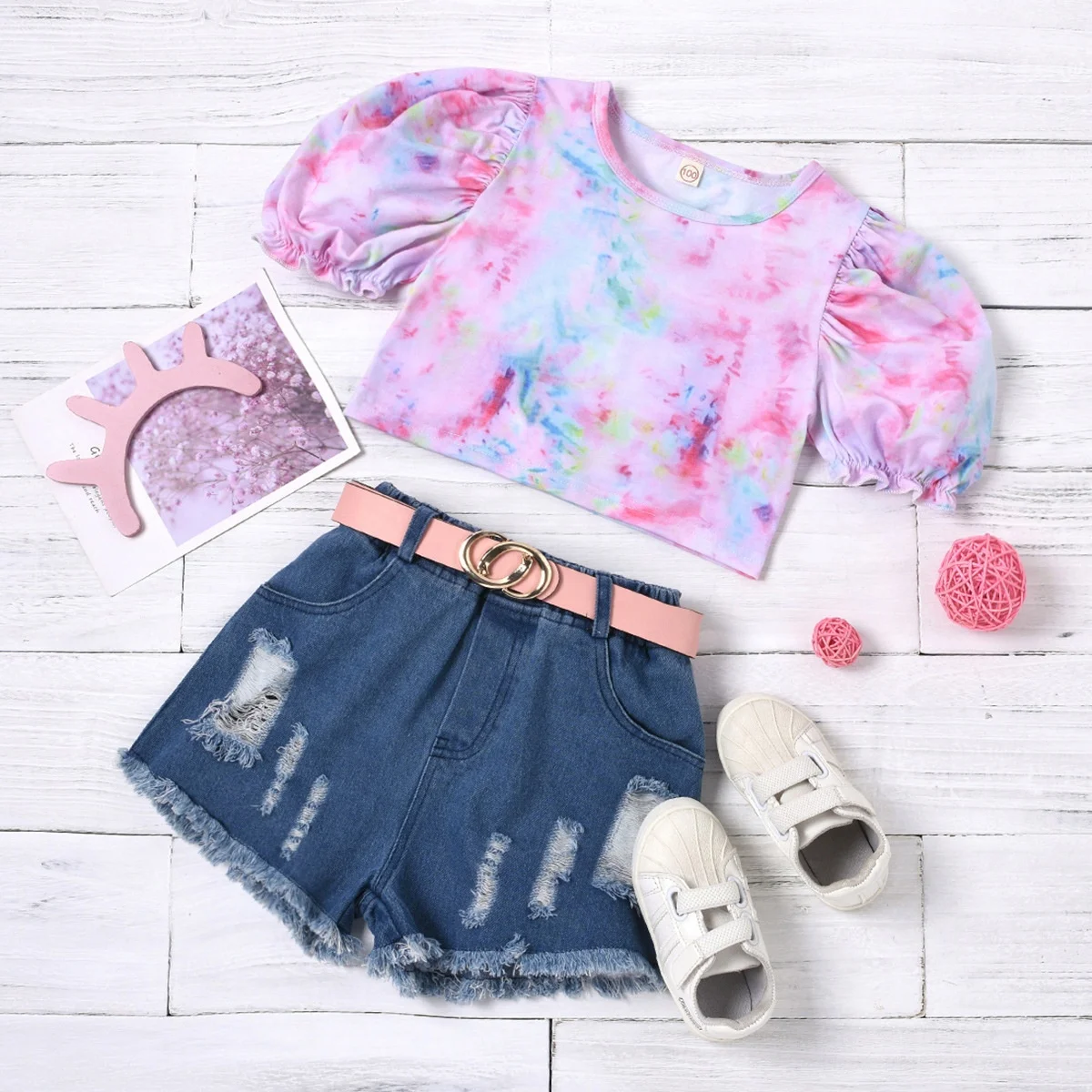 Toddler Kids Baby Girls Tie-dye Outfits 