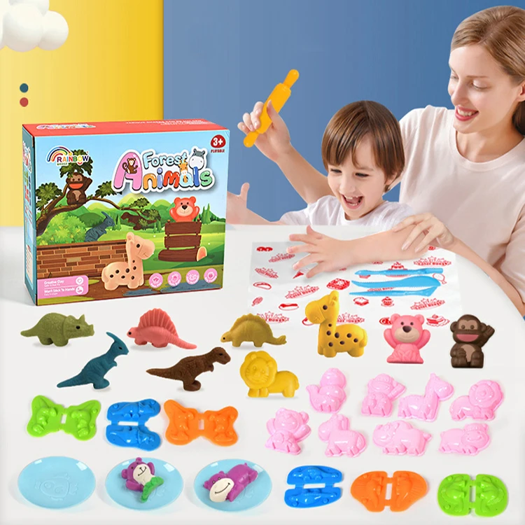 Распродажа, Обучающие пластиковые инструменты, игрушки, цветные глиняные формы для лесных животных, набор для детей, пластилин, глиняная игрушка для детей