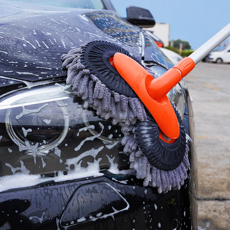 360 Rotation Car Wash Brush Dual Brush Telescoping Long Handle Cleaning