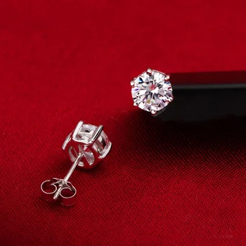 High qualified Hearts and arrows hardness 9.5 Mohs 1.5 carat 7mm moissanite diamond gold stud earings