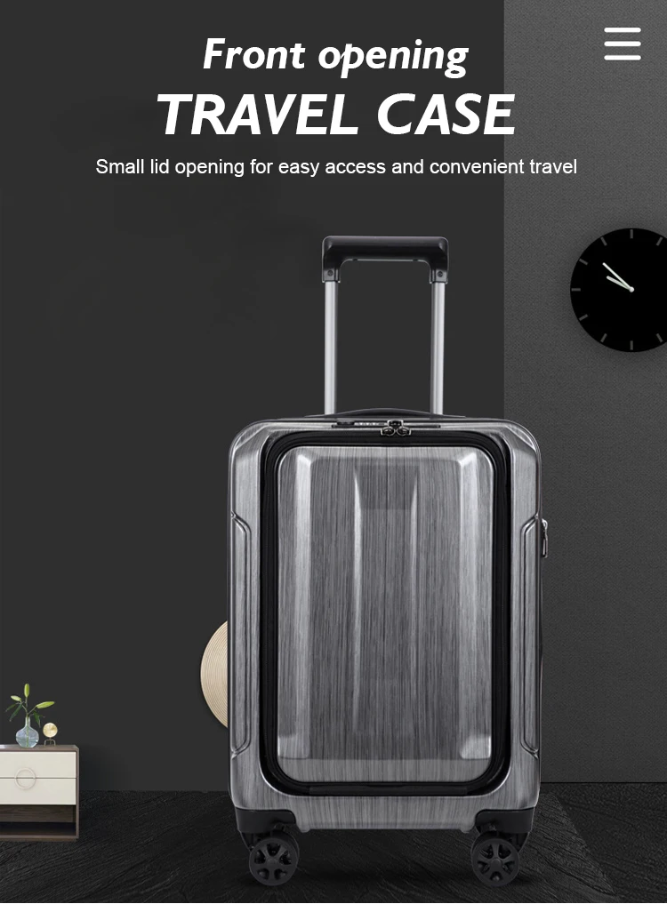Special Design ABC PC 4 Wheels PU leather Luggage Suitcases Sets For School Long-distance Travel