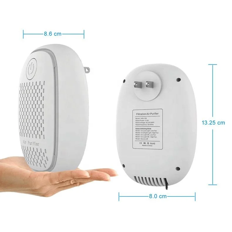 Compact Wall Plug Air Purifier Silent Mini Ionizer Air Cleaner Eliminate Smoke Dust Pollen for Home Office Toilet Pet Space 5