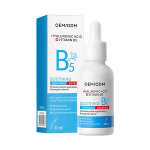 Private Label 30ml Organic Vitamin B5 Hyaluronic Acid Face Serum Anti-Wrinkle Pore Shrinking Moisturizer Home Use Whitening