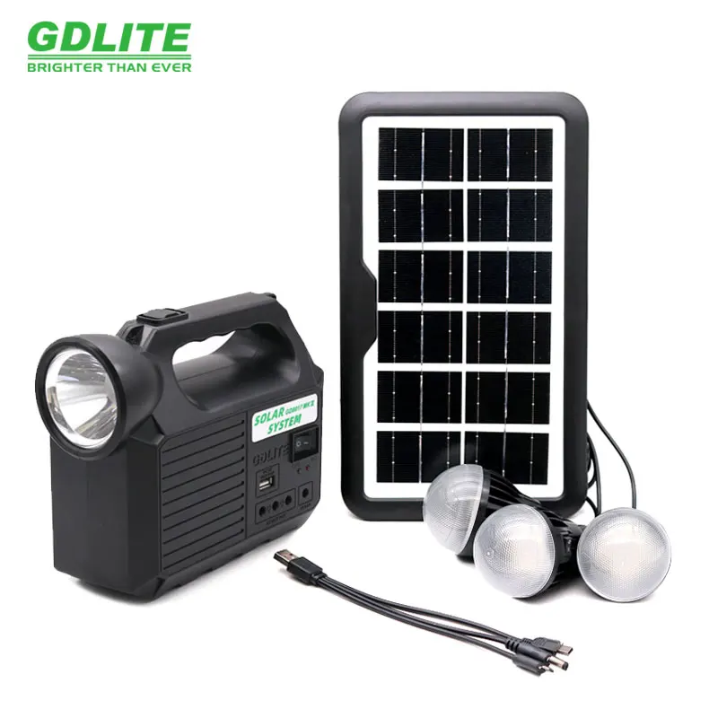 Factory  Price GD8017 MK Solar Lighting System with 3 Bulbs and Solar Panel  GDPLUS