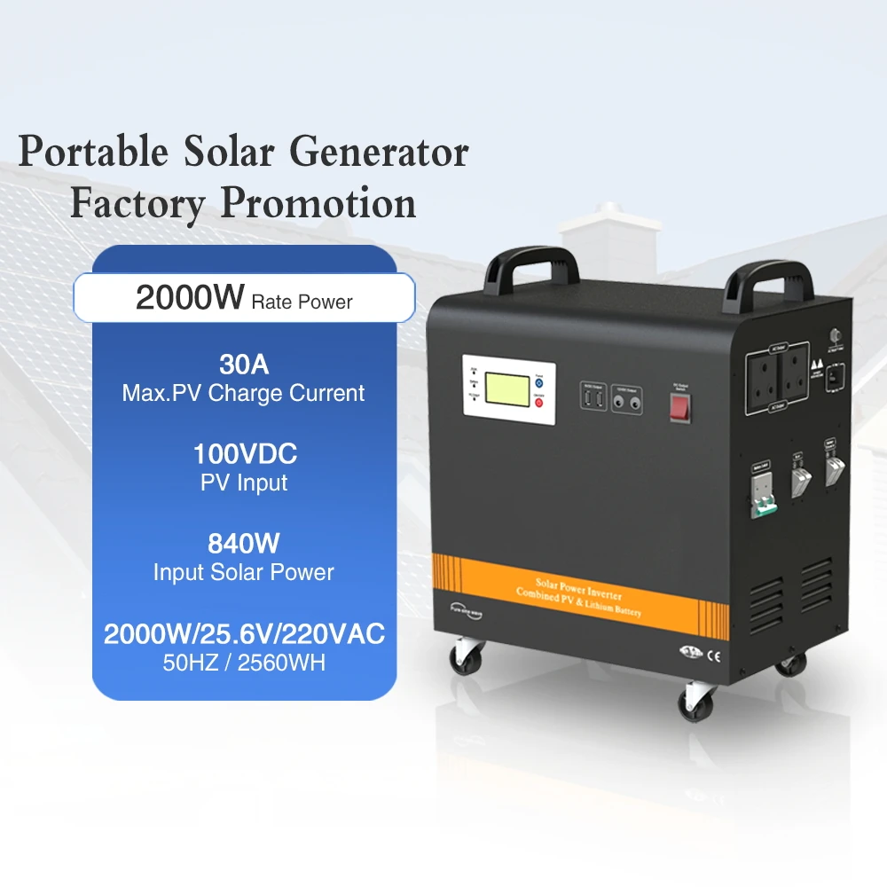 Mini Portable Generator for Tourist Solar Panel 1kw 2kw Portable Solar Generator 12V/24V 100A Built-in LFP Battery Factory Price