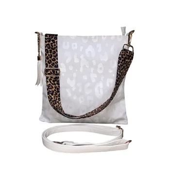 2022 High Quality Black White Leopard Print Crossbody Purse Bags Vintage Zipper Pu Leather Women Tote Handbag With Double Strap