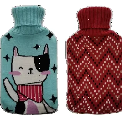 Reusable Hot Water Bag with Plush Soft Furry Cover Customized Rubber Hot Water Bottle to Relief Pain