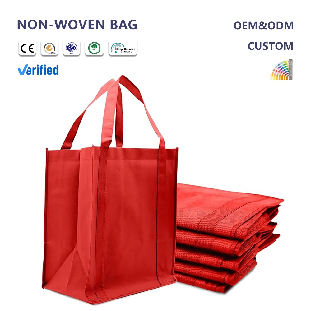 Customizable Recyclable Non-Woven Tote Bag Large Capacity Eco-Friendly Reusable Design Shoulder Strap Logo Printing Gift Option