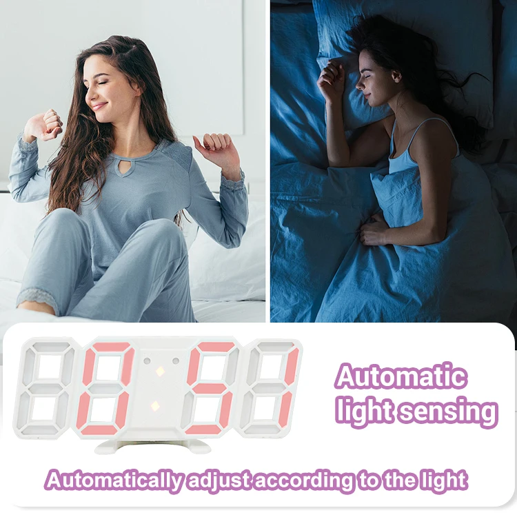 3D Small Version LED Wall Digital Clock Time Calendar Thermometer Display Electronic Modern Stylish 8 Shape Desktop Clock