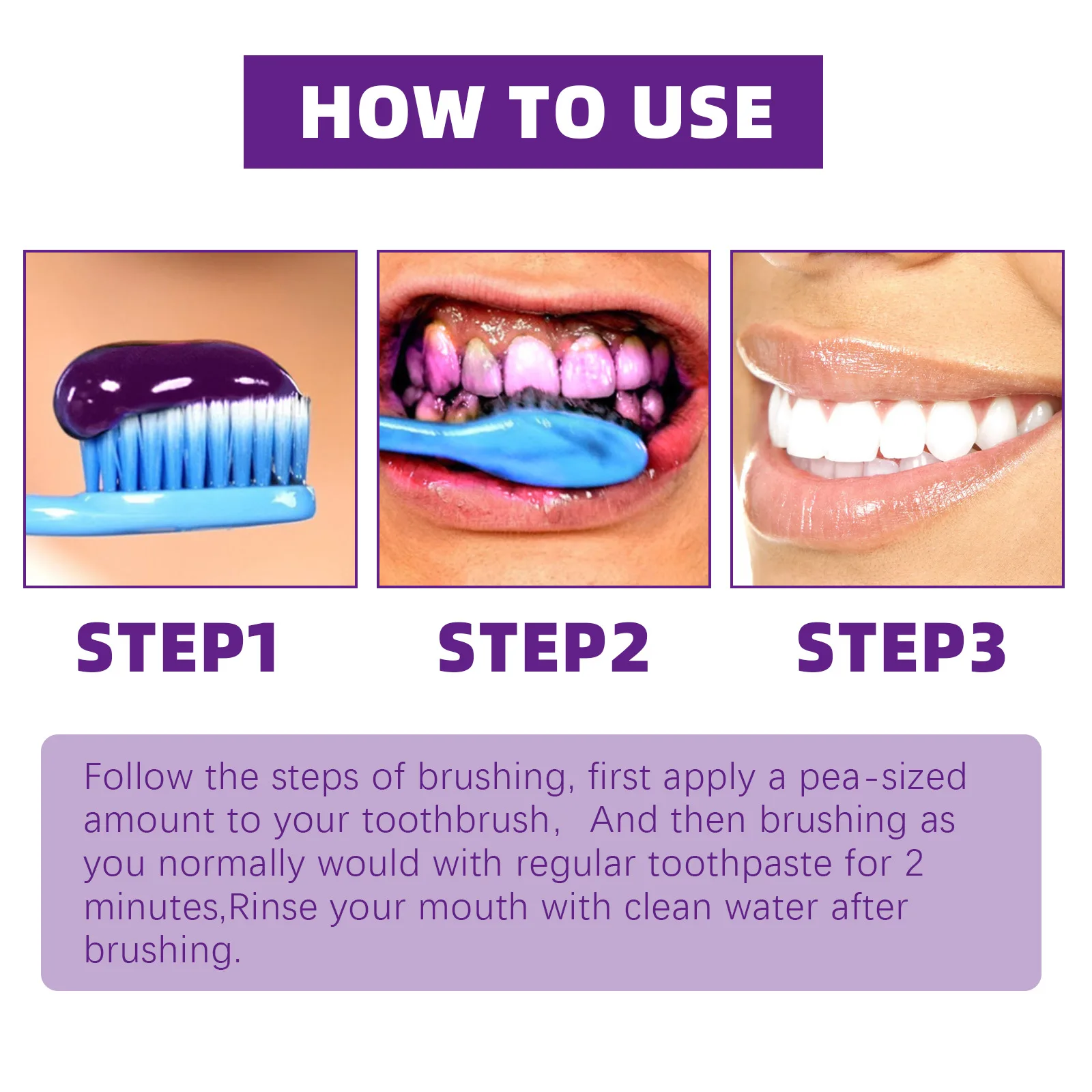 Jaysuing Oem Odm V34 Purple Toothpaste Teeth Stains Whitening Teeth For