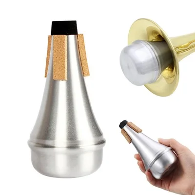 Festnight Trompette pratique muette universelle en alliage daluminium argenté pour silencieux débutant pour instrument laiton-vent 