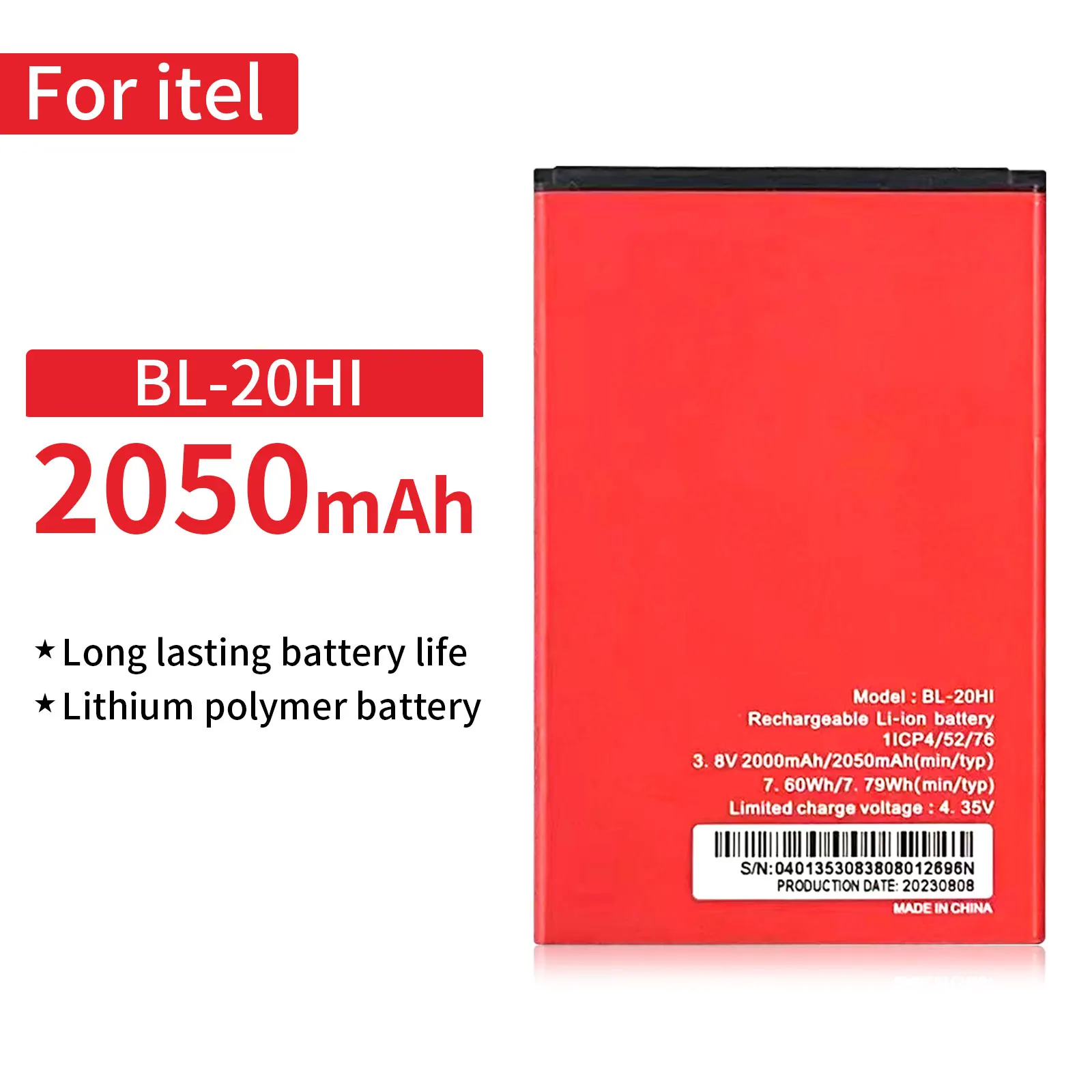 BL-20Hi OEM High Capacity Li-ion Mobile Phone Battery Compatible for Itel A16 A23 A32F Batteira
