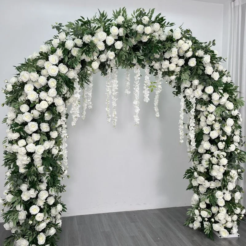 Bruiloft achtergrond decor witte roos pioen groene bladeren bloem rij loper voor evenement boog decor aangepaste etalage - België
