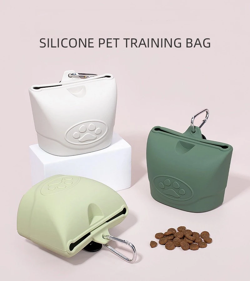 New Pet Silicone Dog & Cat Food Bag Outdoor Portable Dog Training Dog Walking Feeding Waist Bag Snack Bag factory