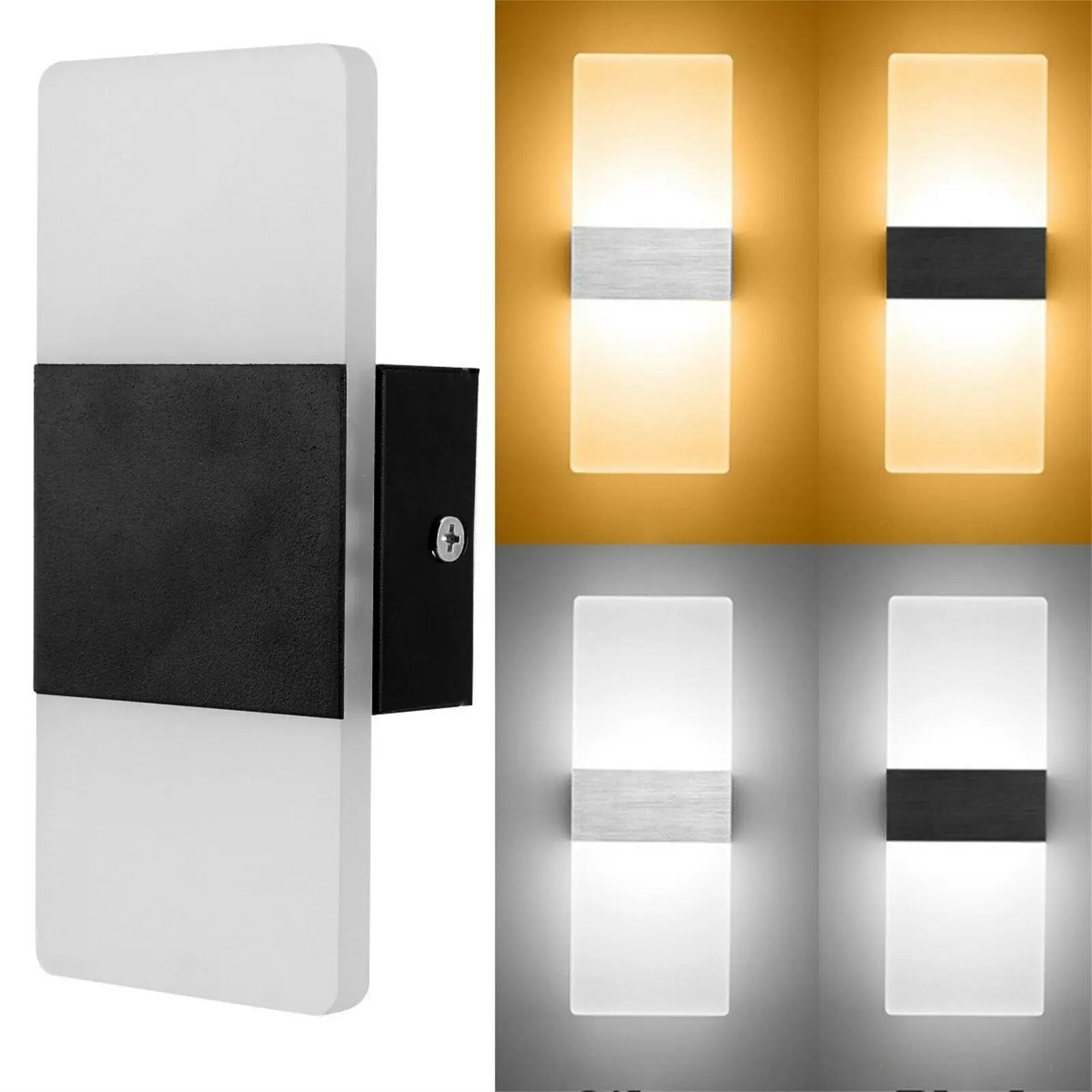 Modern LED Wall Light Up Down Cube Sconce Lighting Lamp Fixture Room Decor Mount 