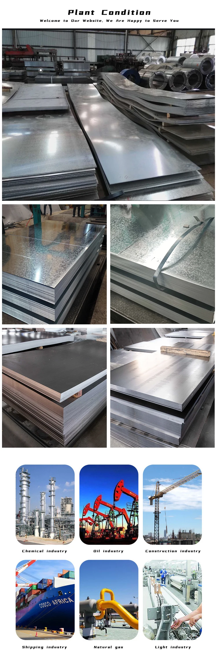 Zinc coated carbon steel plate astm a516 grade 50 DX51D SPCC g550 Cold Rolled galvanized steel sheet supplier