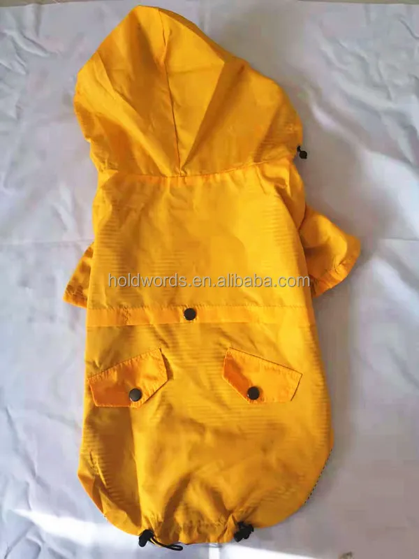 Zip Up Dog Raincoat With Reflective Buttons Pockets Rain/water