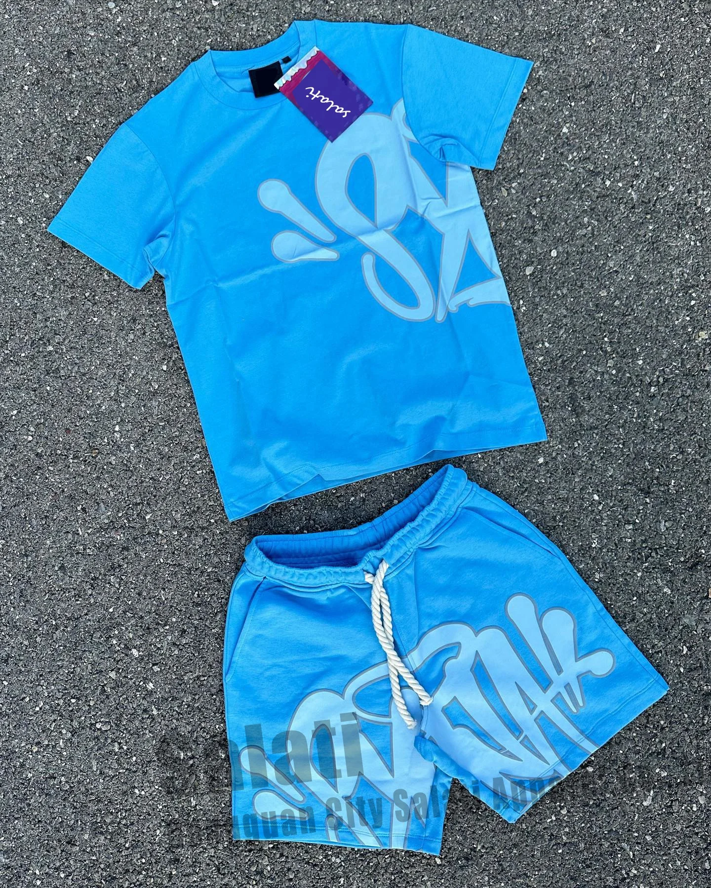 Custom Print Sweat Suits Oversized Cotton Jogger Sports Tracksuits Two Piece Summer Crew Neck Tshirts and Shorts Sets for Men gallery 3