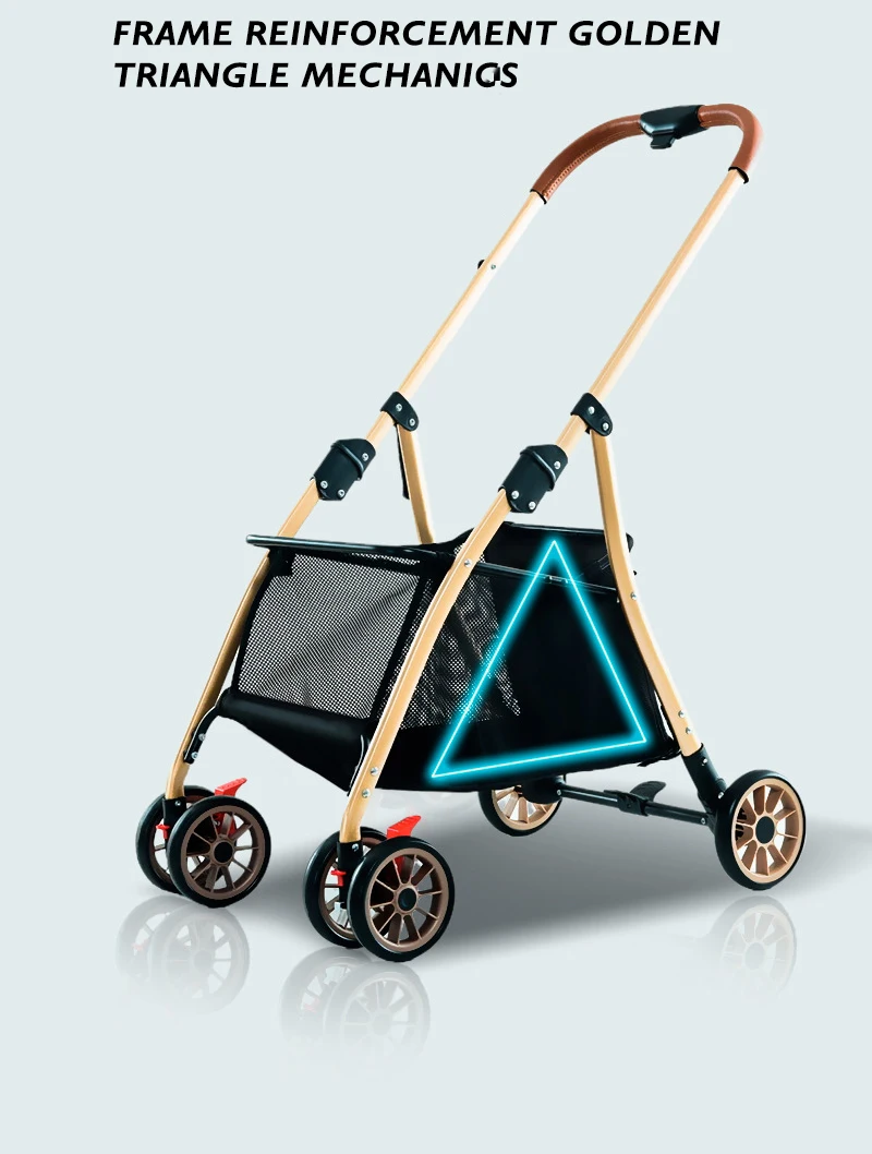 New Portable Pet Stroller for Large Dogs Double Layer Pet Shopping Cart with Removable Wheels for Outdoor Use and Shopping5