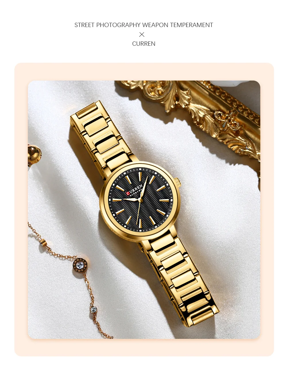 CURREN 9109 Luxury Waterproof Women's Watch Fashionable Stainless Steel Girl Clock Outdoor Luminous Women Wrist Watches