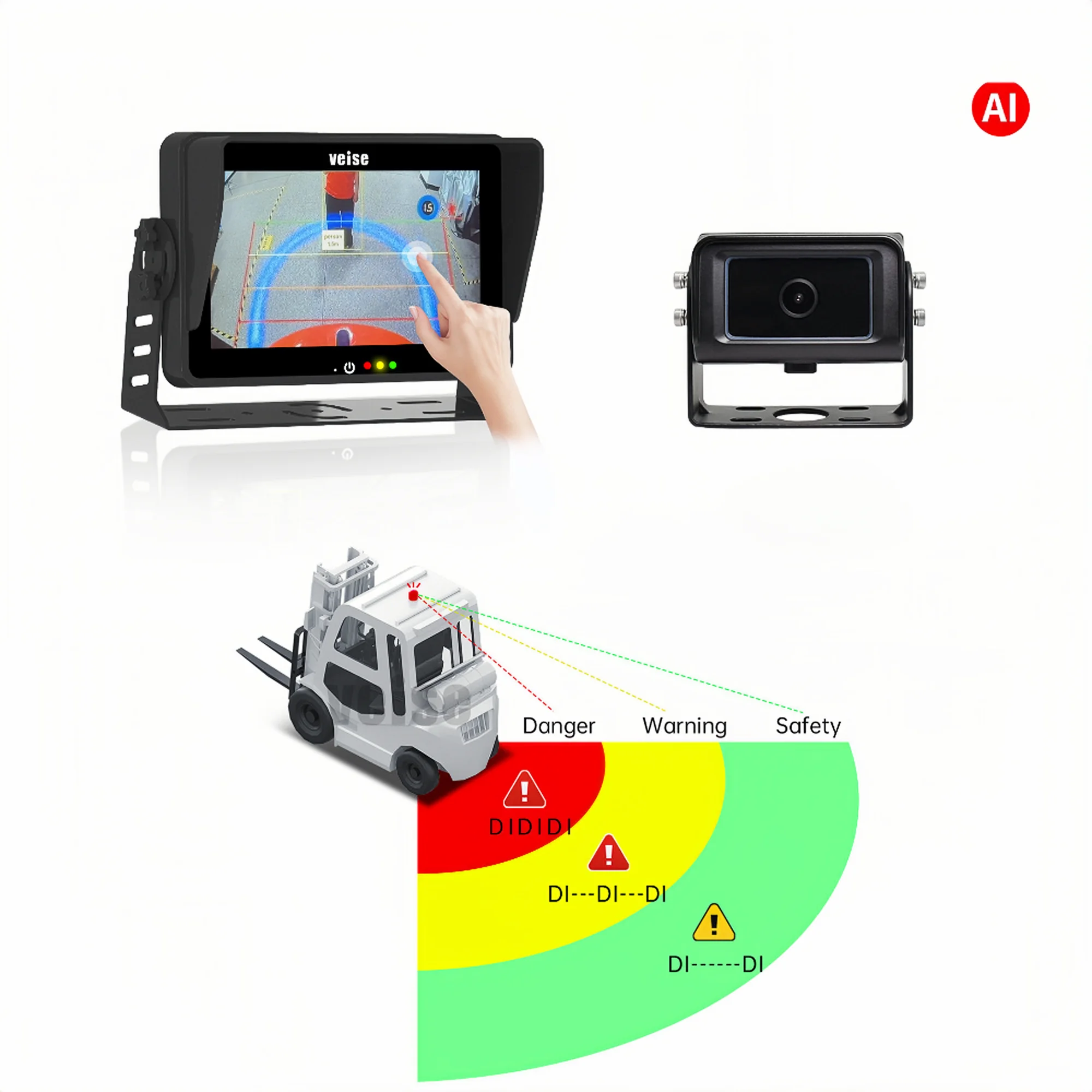 VEISE Truck Bus Blind Spot Monitoring Heavy Duty Camera Ai Human Detection Forklift Camera System for Heavy Duty Vehicle