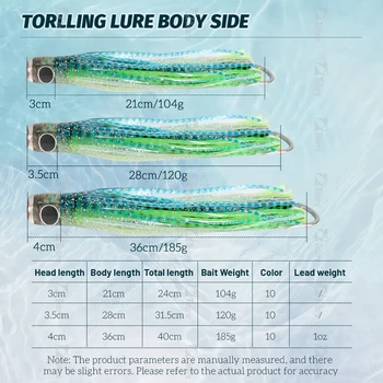 Acrylic Head Trolling Lures 6/0 7/0 9/0 Hook Big Game Lures Octopus Skirt Trolling Bait with Lead Pendant Spring – Trolling Lure – view 3