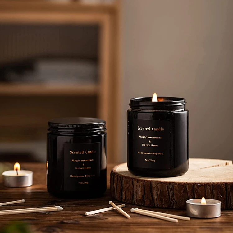 Custom 8 oz 10 oz 14 oz Scented Luxury Empty Matte Black Glass Candle ...