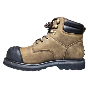 Crazy Horse  Leather Goodyear Safety Shoes for Men Industry Factory Security Shoes Anti Smash Puncture-proof Labor Work Shoes